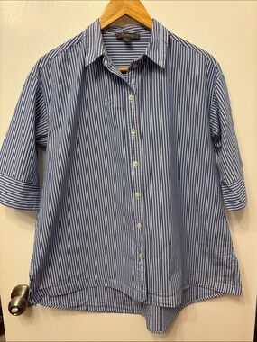 Primark Oversized Blue and White Striped Button-Down Shirt